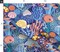 Coral Reef Blue Colorful Tropical Under The Sea Coastal Custom Printed Fabric by Spoonflower Various Fabrics by the Yard or Fat Quarter